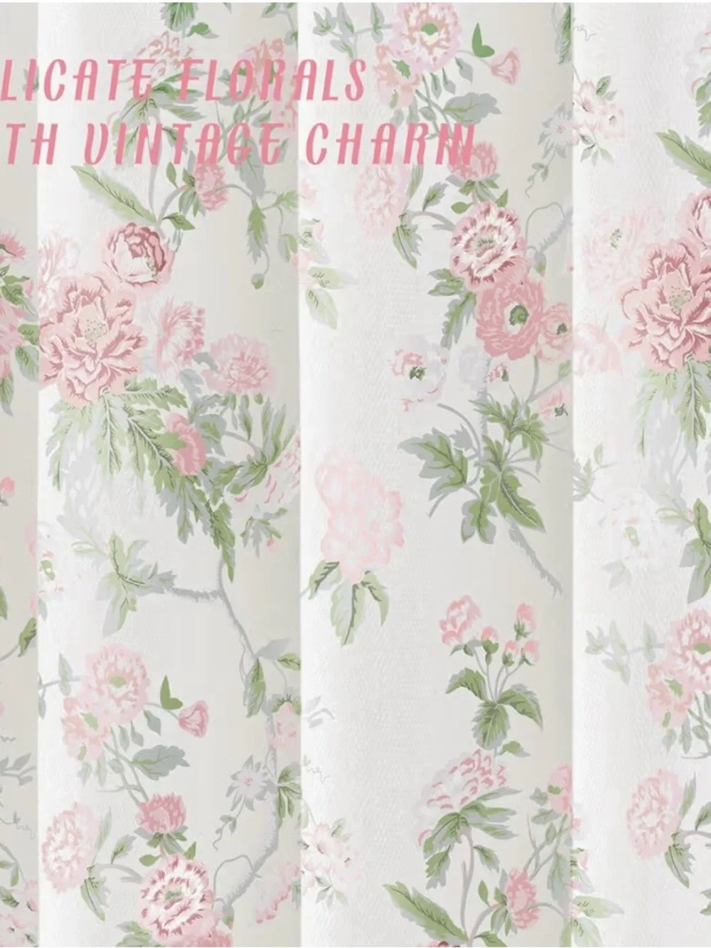 Floral Pink & Cream Shower Curtain - Classic Garden Print